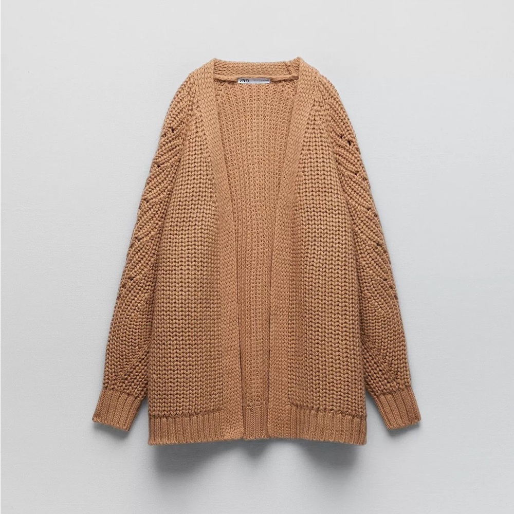 Zara long open front Knit Sweater